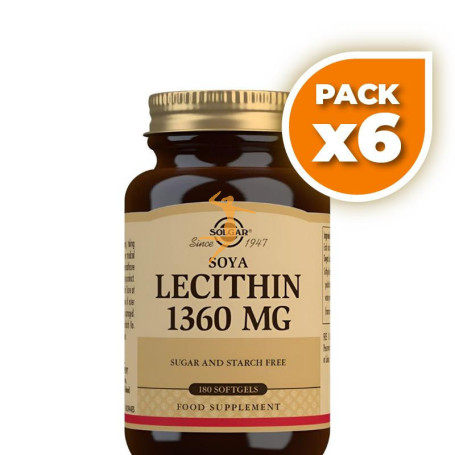 Pack 6x LECITINA DE SOJA 1360MG 180 CÁPSULAS SOLGAR