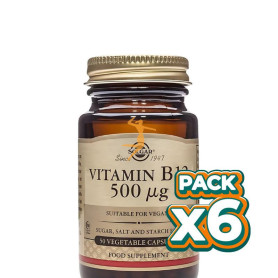 Pack 6x VITAMINA B12 500MCG 50 CÁPSULAS SOLGAR