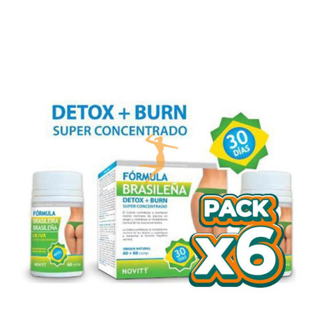 Pack 6x FÓRMULA BRASILEÑA DETOX + BURN SUPER CONCENTRADO NOVITY