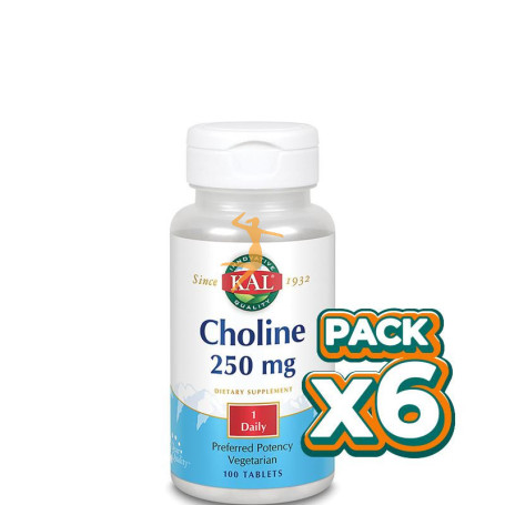 Pack 6x CHOLINE 100 COMPRIMIDOS KAL