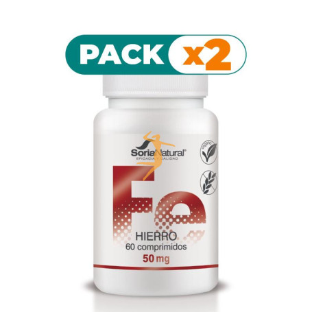 Pack 2x HIERRO 1000 mgrs. x 60 LIBERACION SOSTENIDA SORIA NATURAL