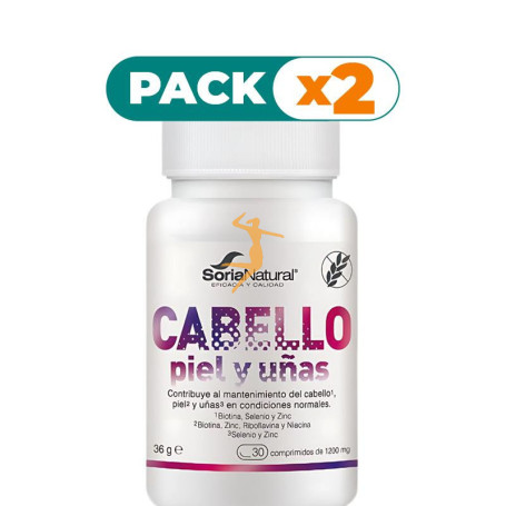 Pack 2x CABELLO, PIEL Y UÑAS 30 COMPRIMIDOS SORIA NATURAL