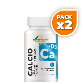Pack 2x CALCIO+VIT D3 LIBERACIÓN SOSTENIDA 60 COMPRIMIDOS SORIA NATURAL