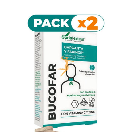 Pack 2x BUCOFAR 36 COMPRIMIDOS CHUPABLES SORIA NATURAL