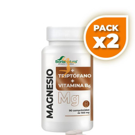 Pack 2x MAGNESIO + TRIPTOFANO + VITAMINA B6 90 COMPRIMIDOS SORIA NATURAL