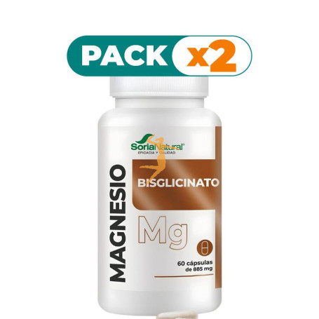 Pack 2x BISGLICINATO DE MAGNESIO 60 CAPSULAS SORIA NATURAL