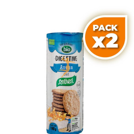 Pack 2x GALLETAS DIGESTIVE AVENA BIO 190Gr. SANTIVERI