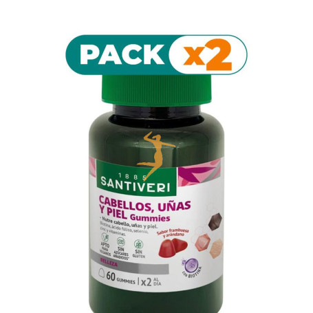 Pack 2x CABELLO, UÑAS Y PIEL GUMMIES 60 GOMINOLAS SANTIVERI