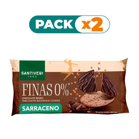 Pack 2x GALLETA FINA 0% SARRACENO CHOCOLATE NEGRO 90G SANTIVERI