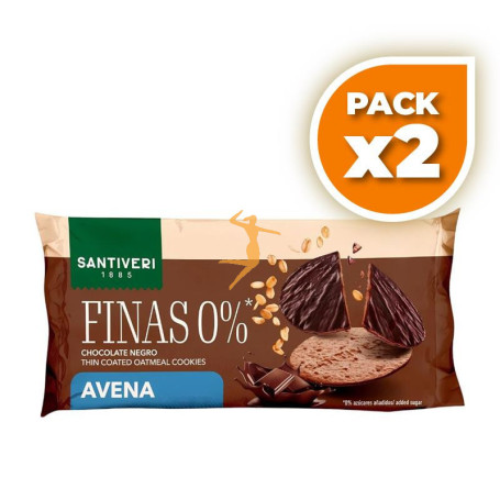 Pack 2x GALLETA FINA 0% AVENA CHOCOLATE NEGRO 90G SANTIVERI