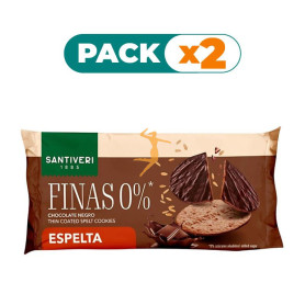 Pack 2x GALLETA FINA 0% ESPELTA CHOCOLATE NEGRO 90G SANTIVERI