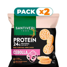 Pack 2x MINI TORTITAS 24% PROTEÍNA CON CEBOLLA 50G SANTIVERI