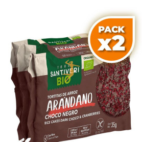 Pack 2x TORTITAS DE ARROZ CON ARÁNDANOS Y CHOCO NEGRO BIO 35G SANTIVERI
