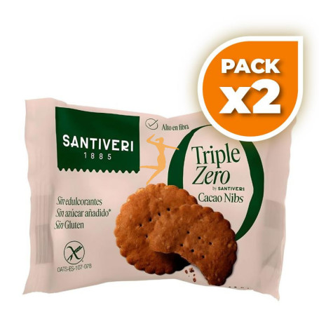 Pack 2x GALLETAS NIBS DE CACAO TRIPLE ZERO 3 UNIDADES SANTIVERI