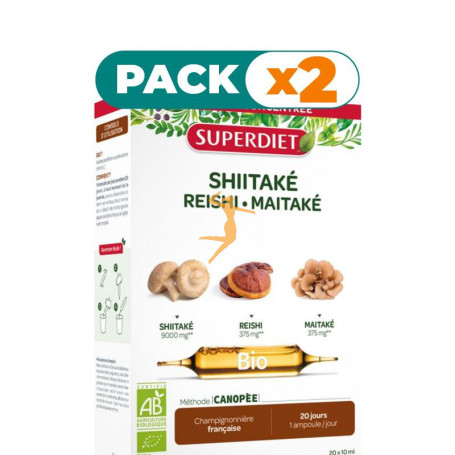 Pack 2x SHIITAKE MAITAKE REISHI BIO 20 AMPOLLAS SUPERDIET