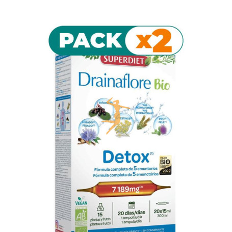 Pack 2x DRAINAFLORE BIO 20 AMPOLLAS SUPERDIET