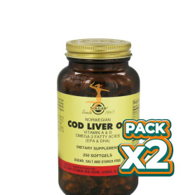 Pack 2x ACEITE HÍGADO BACALAO 250 CÁPSULAS SOLGAR