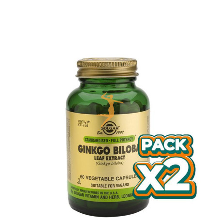 Pack 2x GINKGO BILOBA 60 CÁPSULAS VEGETALES SOLGAR