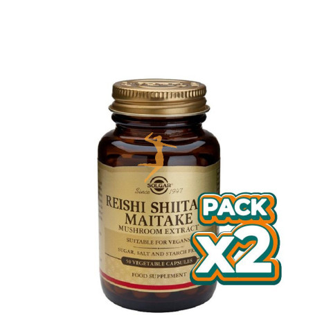 Pack 2x REISHI, SHIITAKE Y MAITAKE 50 CÁPSULAS VEGETALES SOLGAR