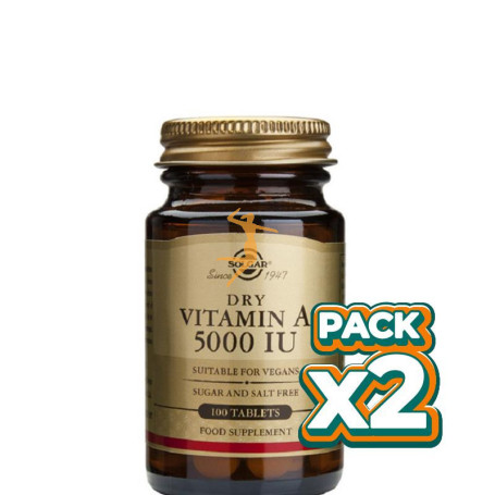 Pack 2x VITAMINA A SECA 100 CÁPSULAS SOLGAR
