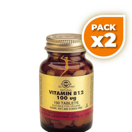 Pack 2x VITAMINA B12 100Mcg. 100 CÁPSULAS SOLGAR