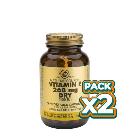 Pack 2x VITAMINA E 400UI 100 CÁPSULAS BLANDAS VEGETALES SOLGAR