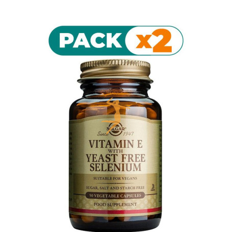 Pack 2x VITAMINA E CON SELENIO SIN LEVADURA 50 CAPSULAS VEGETALES SOLGAR