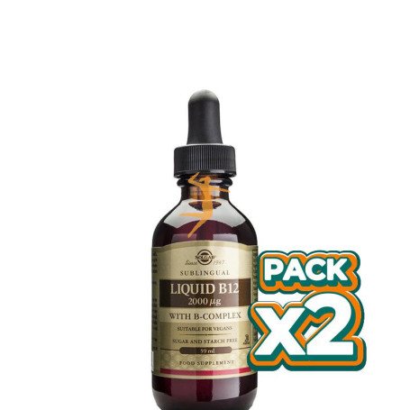 Pack 2x VITAMINA B12 LÍQUIDA CON B-COMPLEX 59Ml. SOLGAR