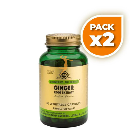 Pack 2x JENGIBRE 60 CÁPSULAS VEGETALES SOLGAR