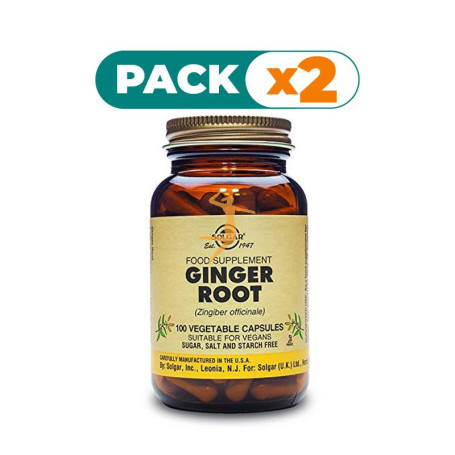 Pack 2x JENGIBRE 100 CÁPSULAS VEGETALES SOLGAR