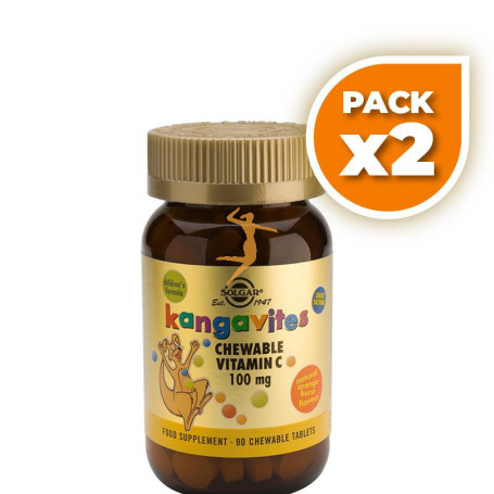 Pack 2x KANGAVITES VITAMINA C 90 CÁPSULAS MASTICABLES SOLGAR