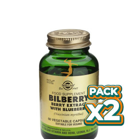 Pack 2x MIRTILO EXTRACTO DE BAYA 60 CAPSULAS VEGETALES SOLGAR