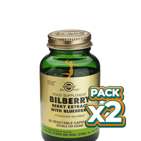 Pack 2x MIRTILO EXTRACTO DE BAYA 60 CAPSULAS VEGETALES SOLGAR