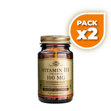 Pack 2x VITAMINA B1 100Mg. (TIAMINA) 100 CÁPSULAS VEGETALES SOLGAR