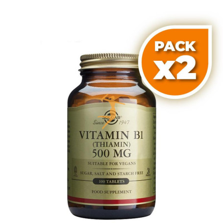 Pack 2x VITAMINA B1 500Mg. (TIAMINA) 100 CÁPSULAS VEGETALES SOLGAR