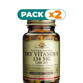 Pack 2x VITAMINA E SECA 200UI 50 CÁPSULAS VEGETALES SOLGAR