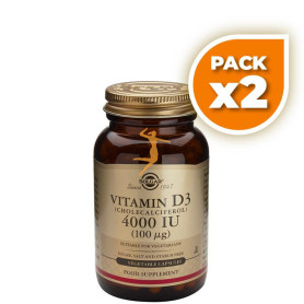 Pack 2x VITAMINA D3 4000UI 60 CAPSULAS SOLGAR