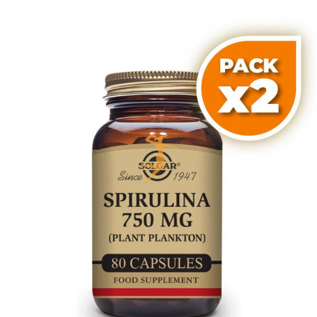 Pack 2x SPIRULINA VEGETARIAN 80 CAPSULAS SOLGAR