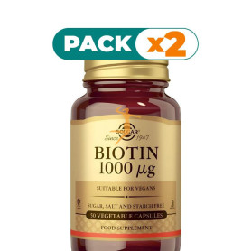 Pack 2x BIOTINA 1000MCG 50 CÁPSULAS SOLGAR