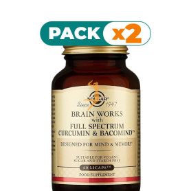 Pack 2x BRAIN WORKS 60 CÁPSULAS VEGETALES SOLGAR