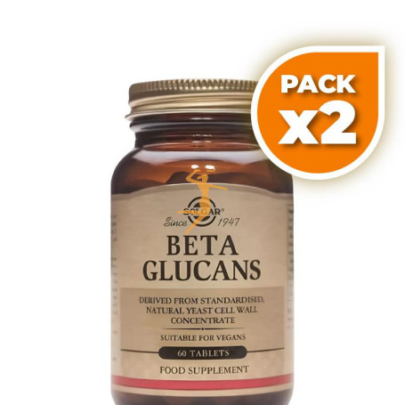 Pack 2x BETA GLUCANOS 60 COMPRIMIDOS SOLGAR