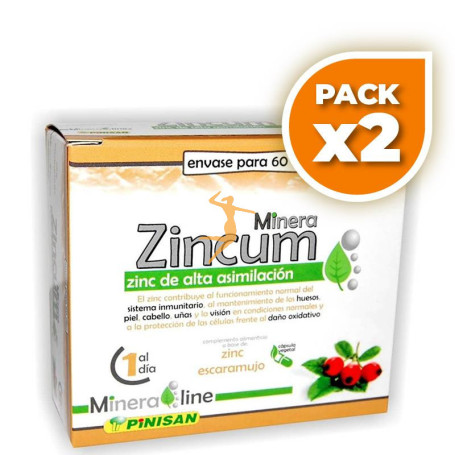 Pack 2x MINERALINE ZINCUM 60 CÁPSULAS PINISAN