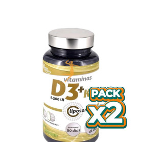 Pack 2x D3 + K2 LIPOSOMADAS 2.500UI 60 CAPSULAS PINISAN