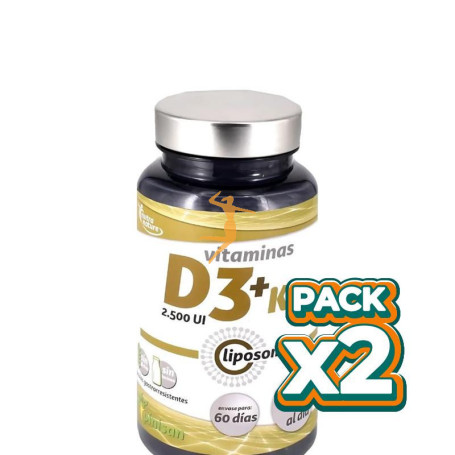 Pack 2x D3 + K2 LIPOSOMADAS 2.500UI 60 CAPSULAS PINISAN