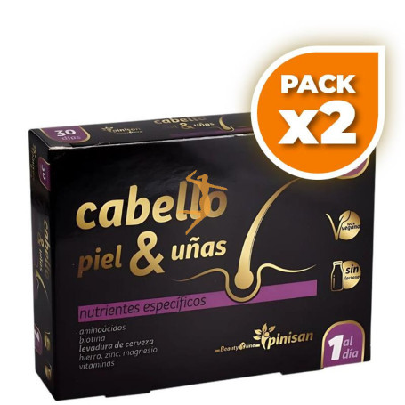 Pack 2x CABELLO, PIEL Y UÑAS BEAUTYLINE 30 CÁPSULAS PINISAN