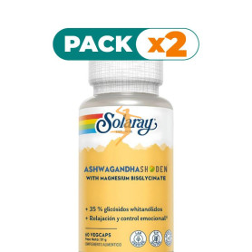 Pack 2x ASHWAGANDHA SHODEN CON MAGNESIO 60 CÁPSULAS VEGETALES SOLARAY