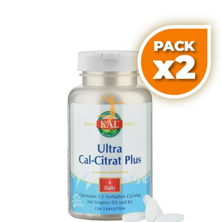 Pack 2x ULTRA CAL-CITRATE+K2 120 COMPRIMIDOS KAL