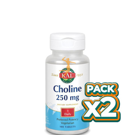 Pack 2x CHOLINE 100 COMPRIMIDOS KAL