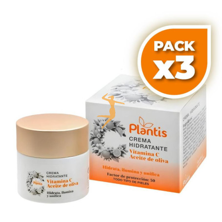 Pack 3x CREMA FACIAL HIDRATANTE CON VIT.C +FFP30 50ML PLANTIS