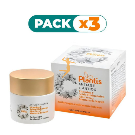 Pack 3x CREMA FACIAL ANTIEDAD+ANTIOXIDANTE CON VIT.C 50ML PLANTIS